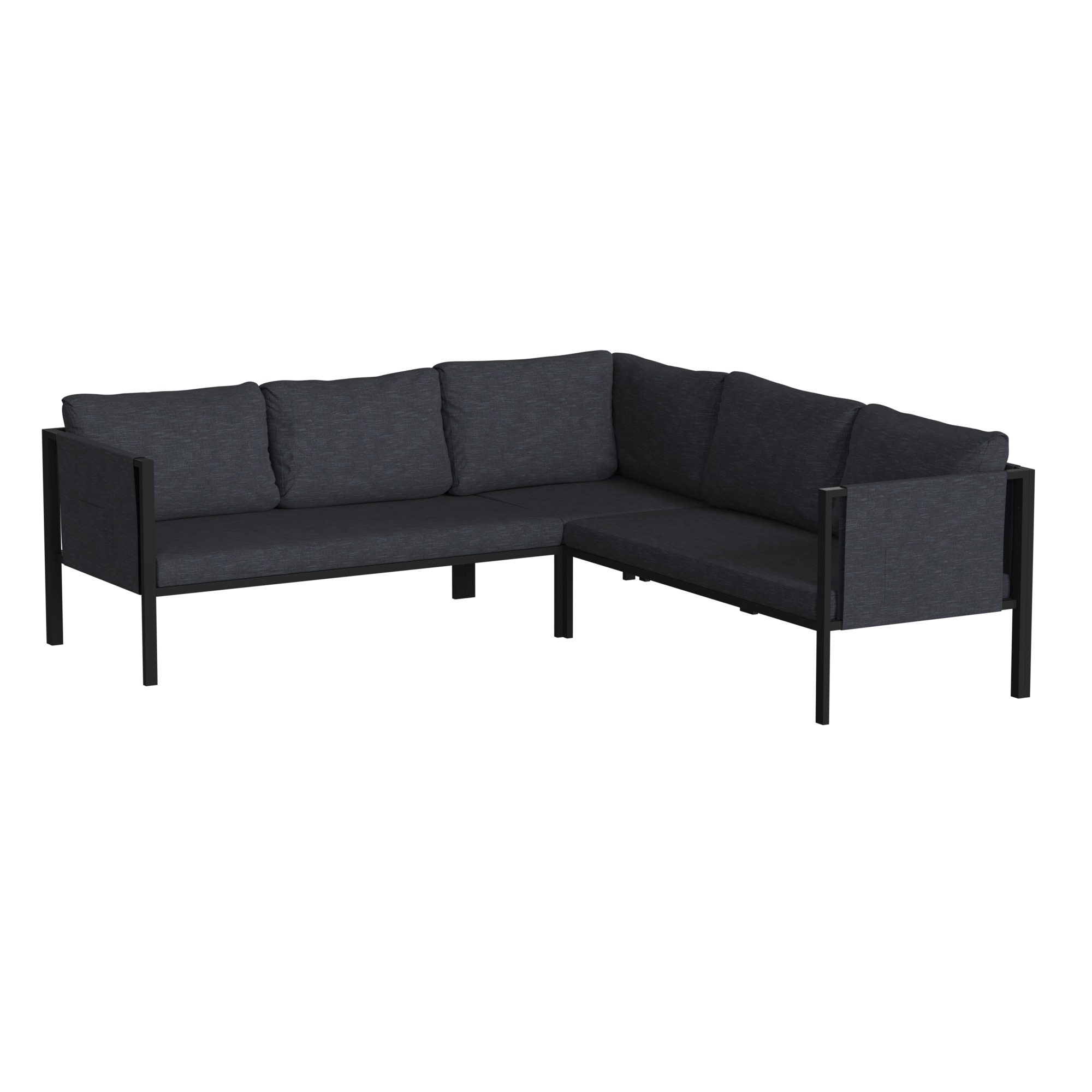 Flash Furniture, Black Sectional with Storage Charcoal Cushions, Primary Color Gray, Material Steel, Width 85.25 in, Model# GM201108SECCH